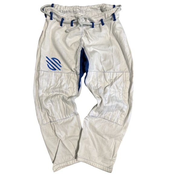 White & Blue Brazilian Jiu Jitsu Gi Martial Arts Drawstring Pants A2 Unisex - Picture 1 of 8
